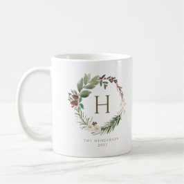 Elegant Vattenskärg jul Utandning Monogram Kaffemugg