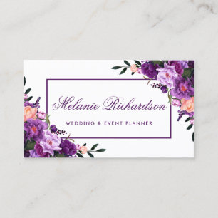 Elegant Vattenskärg Lila Ultra Violet Blommigt Visitkort