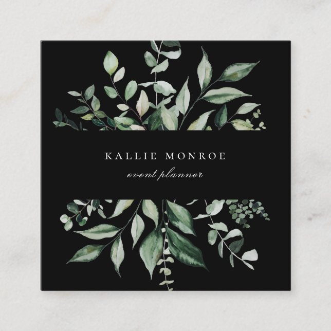 Elegant Vattenskärg Vild Mörken Foliage Fyrkantigt Visitkort (Framsida)