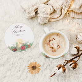 Elegant Vattenskärna Julljus & Poinsettia Underlägg Papper Kvadrat