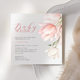 Elegant Vattenskärning Tulip Baby Shower Inbjudningar