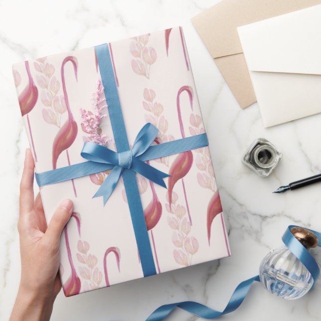 Elegant Vattenskärtflamingor, Guld och Rosa Presentpapper (Gifting)