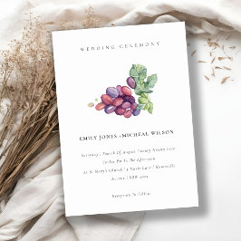 Elegant Vattenskärtinbjudan till Grape Foliage Wed Tack Kort