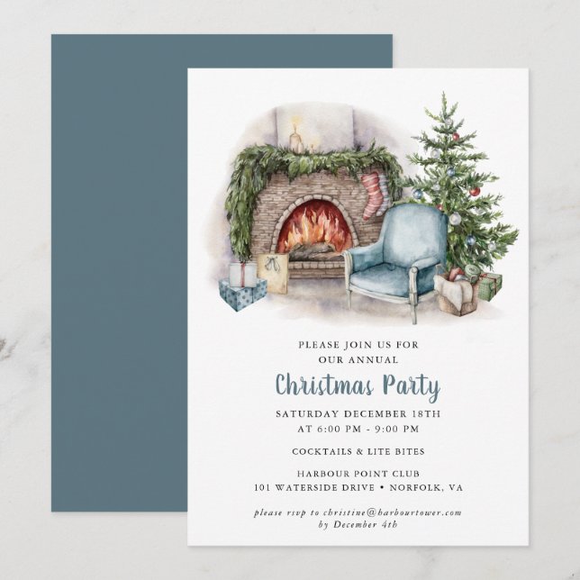 Elegant Vattenskärtinbjudan till julfest Inbjudningar (Fram/baksida)