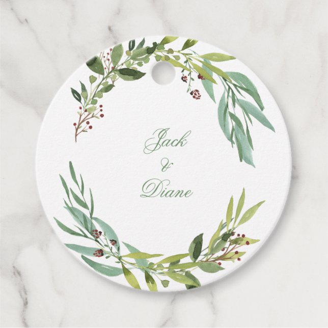 Elegant Vattentärsfärg Folium Utandning Gåvor Etiketter (Framsida)