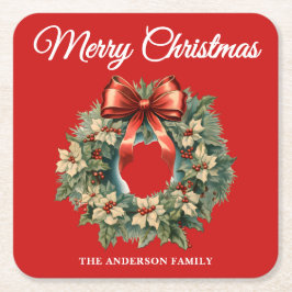 Elegant Vattentärsfärg Julfrö Utandning Underlägg Papper Kvadrat