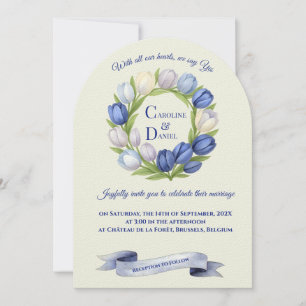 Elegant Vattentärsfärg Tulip WAN Bröllop Blue Ivor Inbjudningar