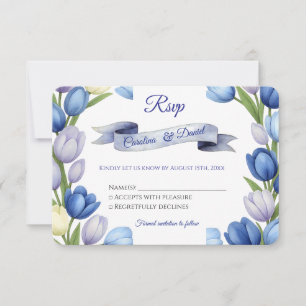 Elegant Vattentärsfärg Tulip WAN Bröllop Blue Ivor OSA Kort