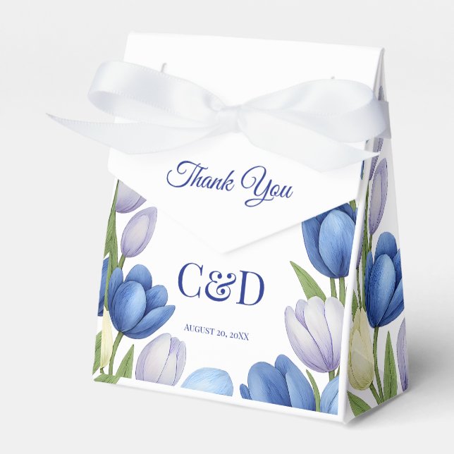 Elegant Vattentärsfärg Tulip WAN Bröllop Blue Ivor Presentaskar (Framsidan Sidan)