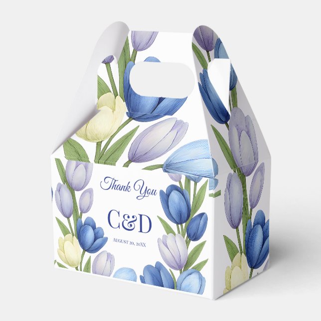 Elegant Vattentärsfärg Tulip WAN Bröllop Blue Ivor Presentaskar (Framsidan Sidan)