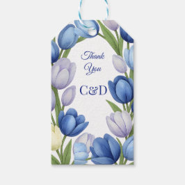 Elegant Vattentärsfärg Tulip WAN Bröllop Blue Ivor Presentetikett