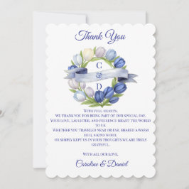 Elegant Vattentärsfärg Tulip WAN Bröllop Blue Ivor Tack Kort