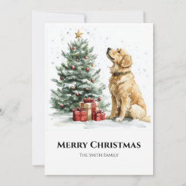 Elegant Vattentärsfärgad jul och Hund Julkort