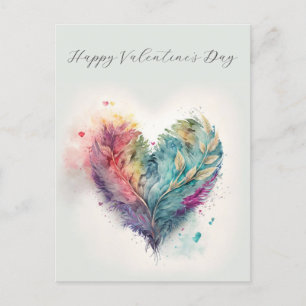Elegant Vattentärsfärgat vykort för Valentines day
