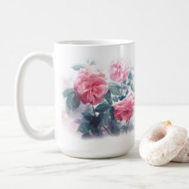 Elegant Vattentfärg Rosa ros-färgningskaffe Mugg