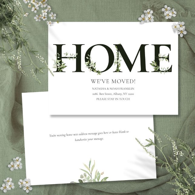 Elegant Växthus Hem Flyttningsmeddelande Meddelande (Elegant Greenery Home Moving Announcement)