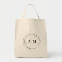 Elegant växtmonogram handväskor Personlig 