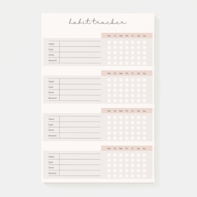 Elegant veckovis Habit Tracker Post-it Block (Framsida)