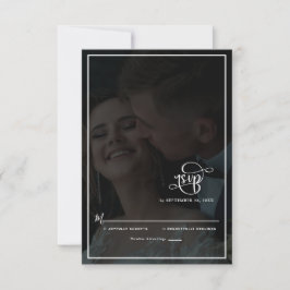 Elegant Vellum Black & White Overlay Photo Bröllop OSA Kort