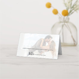 Elegant Vellum Black & White Overlay Photo Bröllop Placeringskort