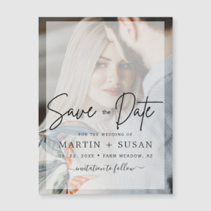 Elegant Vellum Effect Photo Bröllop spara datum