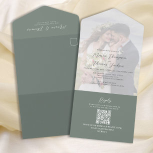Elegant Vellum-fotoöverläggningsGrönt OSA av QR-