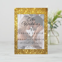 Elegant Vellum Glitter bröllopsinbjudan