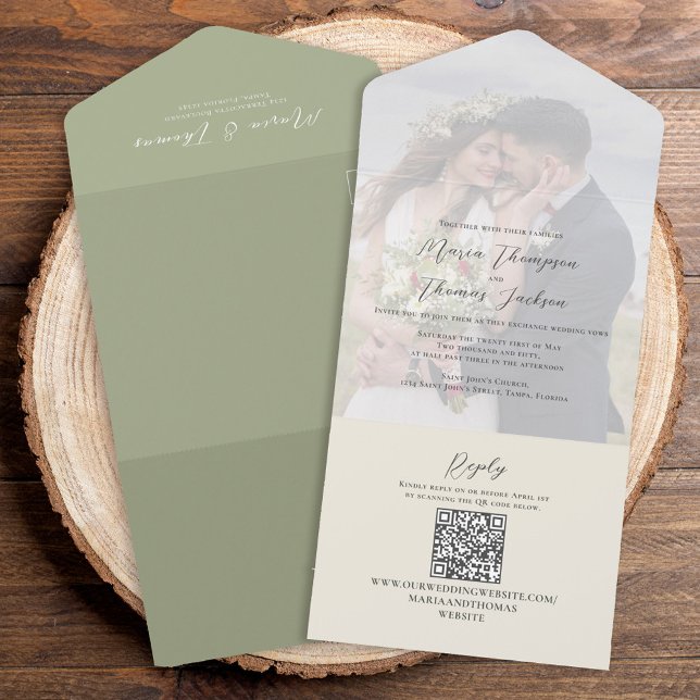 Elegant Vellum-Grönt för fotoövertäckning | QR-kod (Skapare uppladdad)