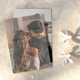 Elegant Vellum Overlay 2 Photo Bröllop Inbjudningar