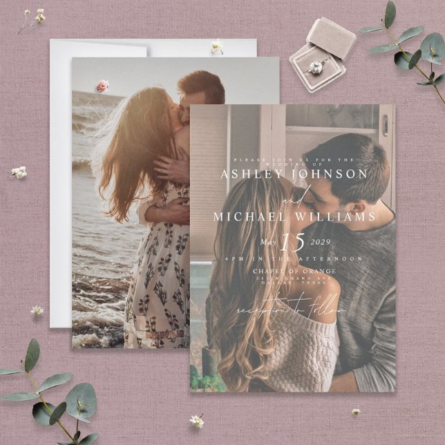 Elegant Vellum Overlay 2 Photo Inbjudningar (Skapare uppladdad)