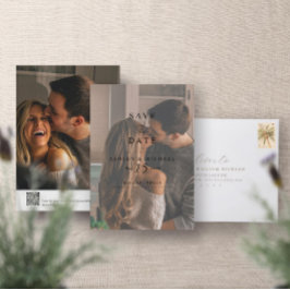 Elegant Vellum Overlay 2 Photo QR-kod Bröllop Spara Datumet