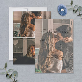 Elegant Vellum Overlay 3 Photo Wedding-inbjudan Inbjudningar