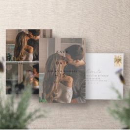 Elegant Vellum Overlay Watercolor 3 Photo Bröllop Spara Datumet