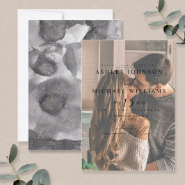 Elegant Vellum Overlay Watercolor Photo Bröllop Inbjudningar