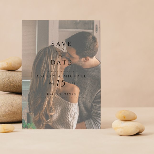 Elegant Vellum Overlay Watercolor Photo QR-kod Spara Datumet (Set the Date! Elegant Wedding Save-the-Date 💌💍 [Personalize & Send])