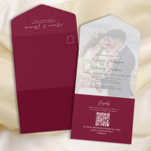 Elegant Vellum Photo Overlay Burgundy | QR-kod