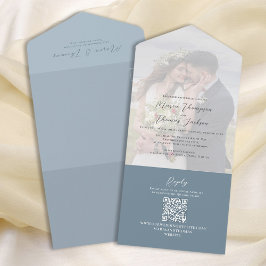 Elegant Vellum Photo Overlay Dusty Blue | QR-kod