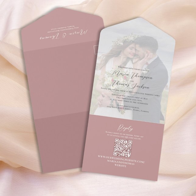 Elegant Vellum Photo Overlay Dusty Ro | QR-kod (Skapare uppladdad)
