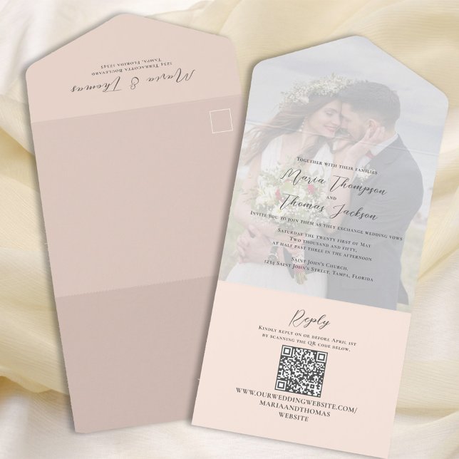 Elegant Vellum Photo Overlay Peach | QR-kod (Skapare uppladdad)