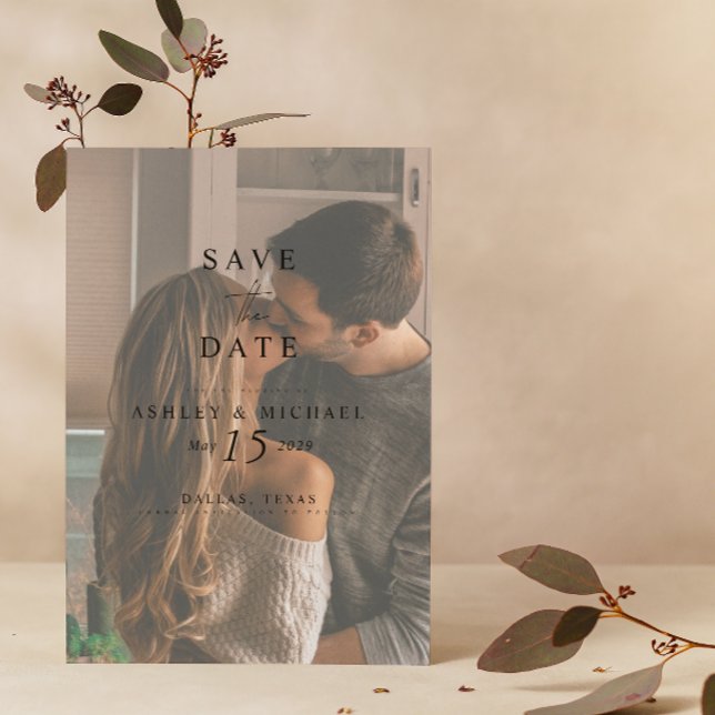 Elegant Vellum QR-kod Vattenfärgsfoto Bröllop Spara Datumet (Set the Date! Elegant Wedding Save-the-Date 💌💍 [Personalize & Send])