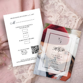 Elegant Vellum Transparency Wedding Initials Photo OSA Kort