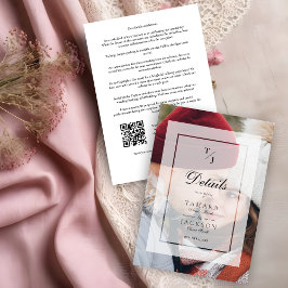 Elegant Vellum Transparency Wedding Initials Photo Tilläggskort