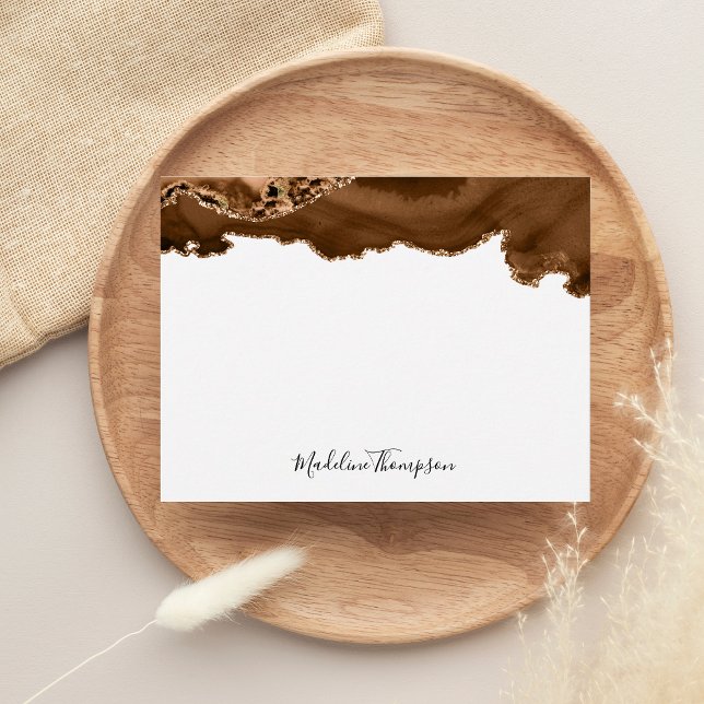 Elegant Velvet Rust Guld Marble Agate Geode Anteckningskort (Skapare uppladdad)