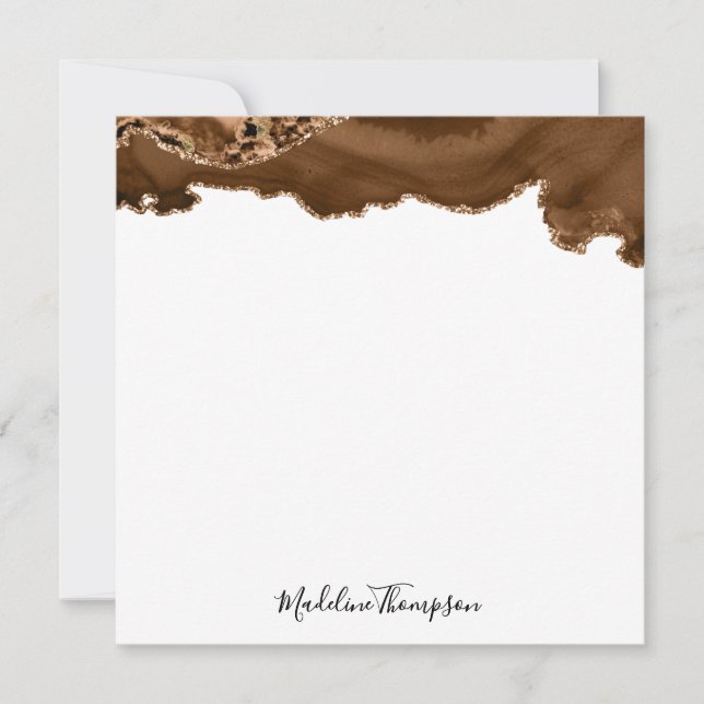 Elegant Velvet Rust Guld Marble Agate Geode Square Anteckningskort (Framsida)