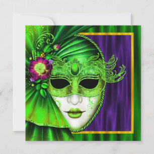 Elegant venetiansk maskerad Mardi Gras-bröllop Inbjudningar