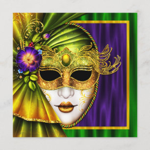 Elegant venetiansk maskerad Mardi Gras-bröllop Inbjudningar
