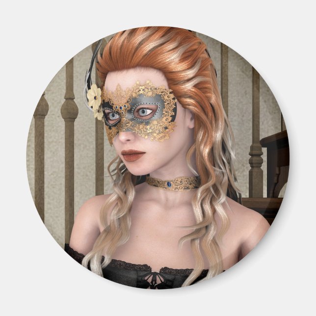 Elegant venetiansk maskeradporträttskonst magnet (Framsidan)