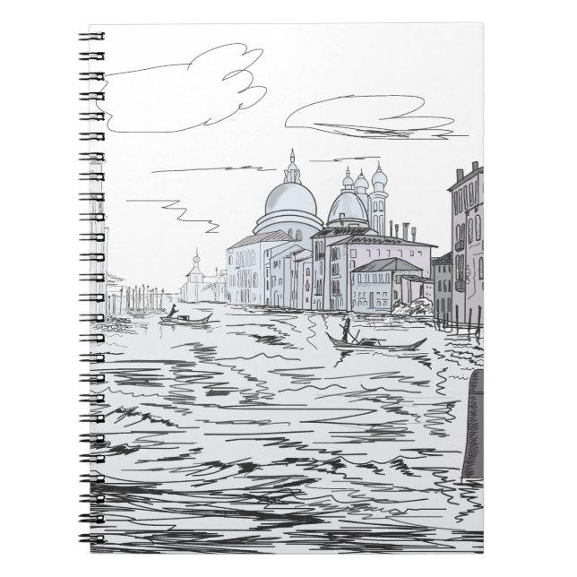 Elegant Venice Black and White Anteckningsbok (Framsidan)