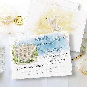 Elegant Venue-blommor träd-duvor Bröllop OSA Kort