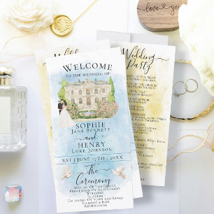 Elegant Venue Bride Groom Luxury Bröllopsprogram